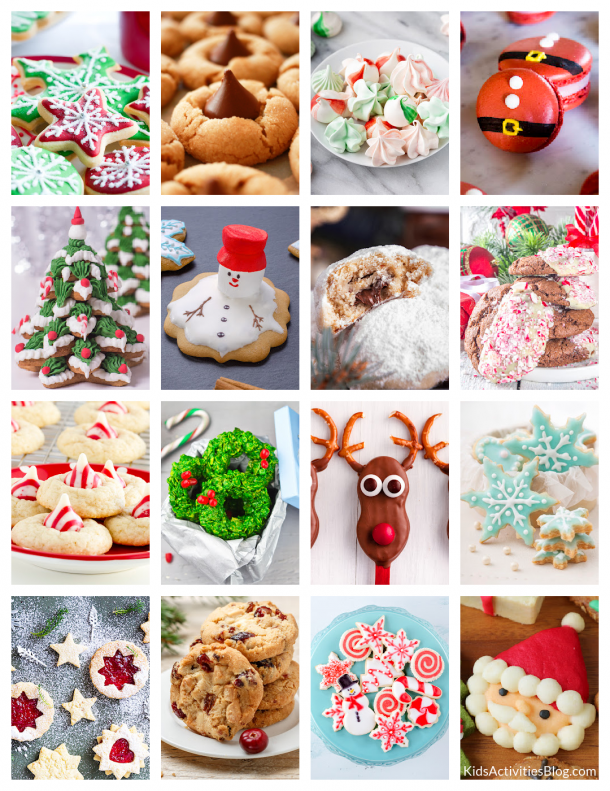 Homemade Christmas cookie recipes that families love - Shown are 16 homemade Christmas cookie recipes from frosted cookies to macaroons.