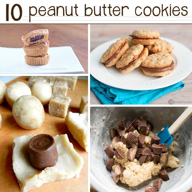 10 Peanut Butter cookie recipes perfect for the holiday season - these nut butter cookie recipes are sure to please - 4 examples shown