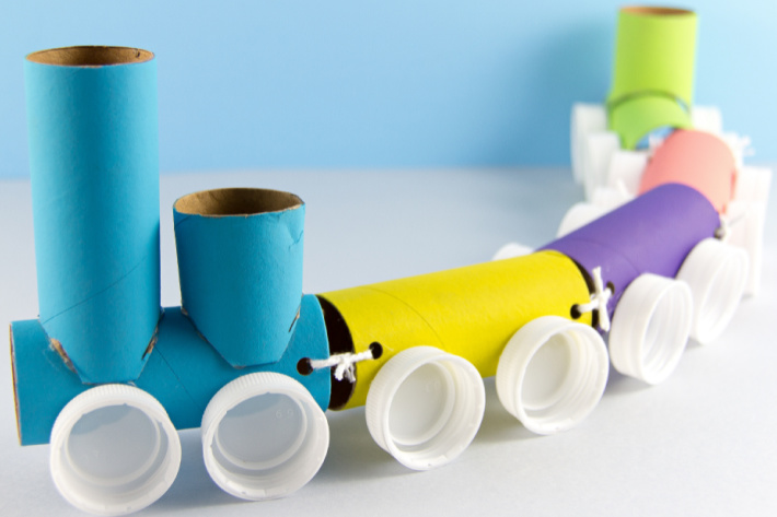 Toilet Paper Roll Train Craft for Kids featured in Big Book of Kids Activities  - paper towel roll train craft from the book