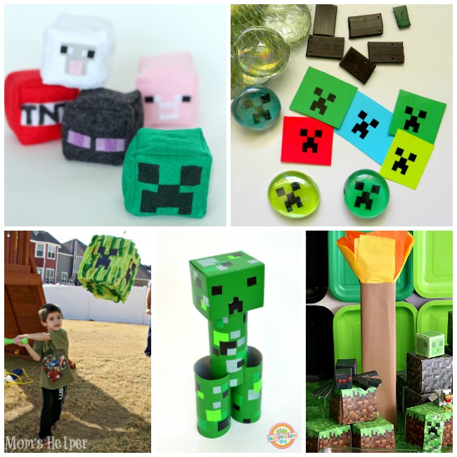 Letter M Activities Minecraft- minecraft plushies (sheep, tnt, enderman, pig, and creeper) minecraft creeper magnets, minecraft creeper pinata, minecraft creeper made from toilet paper rolls, and minecraft paper torch.