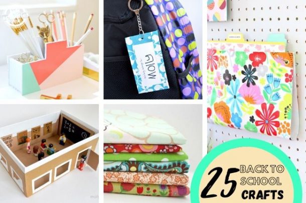 collage of DIY projects for kids to try before school opens