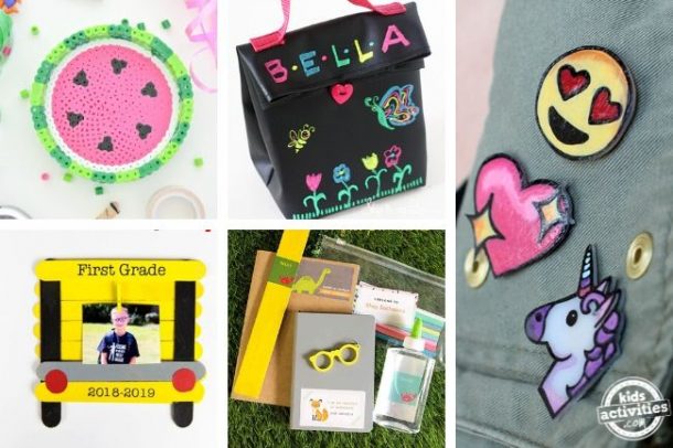 collage of diy projects for kids for school
