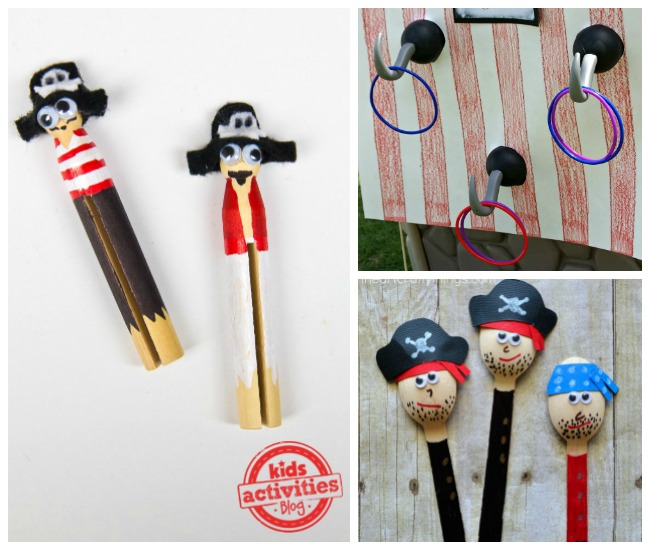 Letter P Activities Pirates- made from clothes pins, hooks, and wooden spoons.