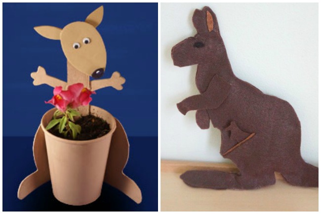 Letter K Activities Kangaroo- made with foam and a paper cup to make a flower pot and a felt kangaroo with a joey in her pouch.