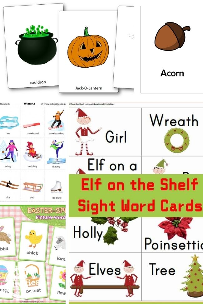 collage of season and festival DIY flashcards