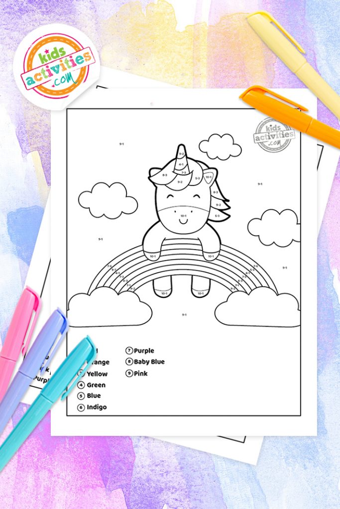 color by number subtraction worksheets 