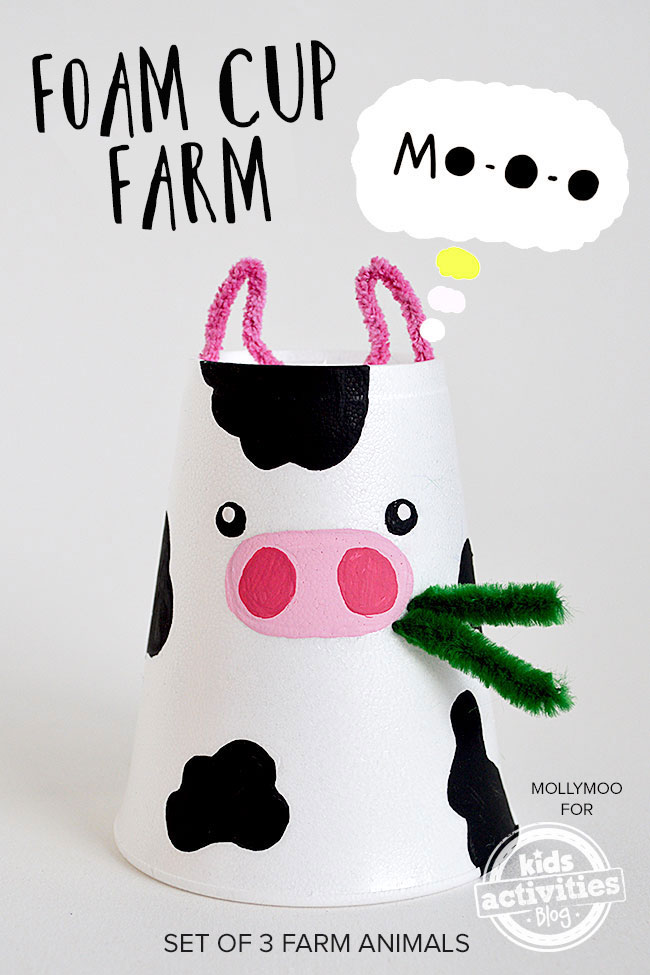 styrofoam cup cow craft for kids