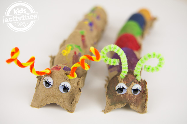 Caterpillar Craft egg carton for kids to make