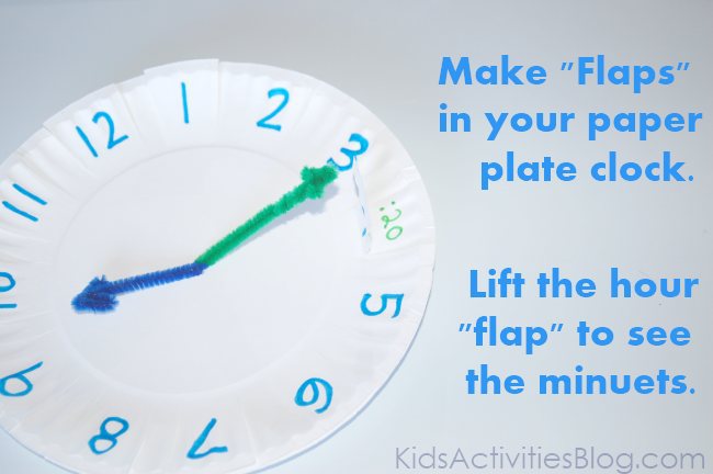 how to make a telling time paper plate and use it as a telling time game to teach kids how to tell time