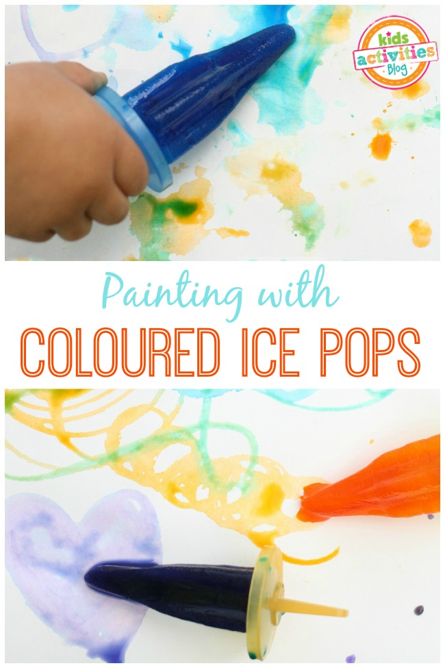 Painting with coloured ice pops
