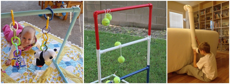 Toys to Make with PVC Pipes - pvc projects for baby gym, ladder golf and a periscope