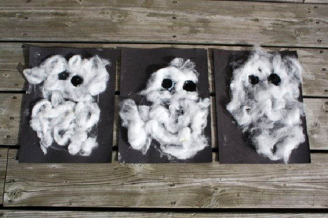 Cotton ball ghost craft for kids - image from Happy Hooligans