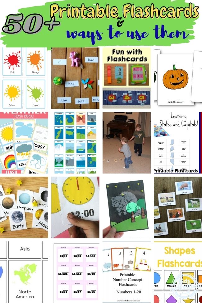 collage of printable flashcards and ways to use them 