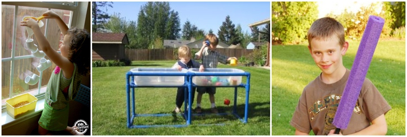 Toys to Make with PVC Pipes - pvc projects for fall wall, water table and pvc swords