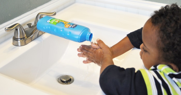 kids sink hack to make the faucet extended so kids can wash their hands
