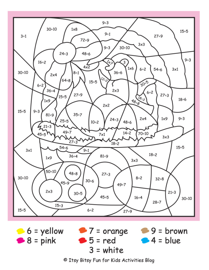 Color by Answer to Multiplication and Division Math Worksheet - Kids Activities Blog