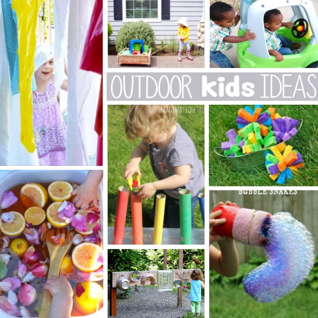 outdoor activities for 2 year olds - clothes line, making punch, pulling, car play, making musical instruments, play board, sponge bombs and blowing bubbles