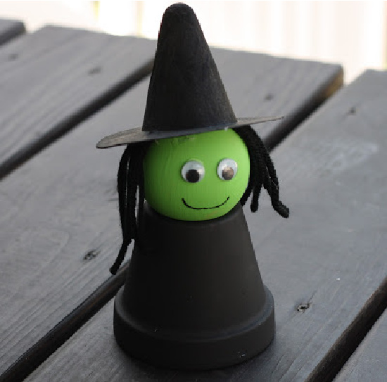 Make a flower pot witch craft for kids from The Chirping Moms