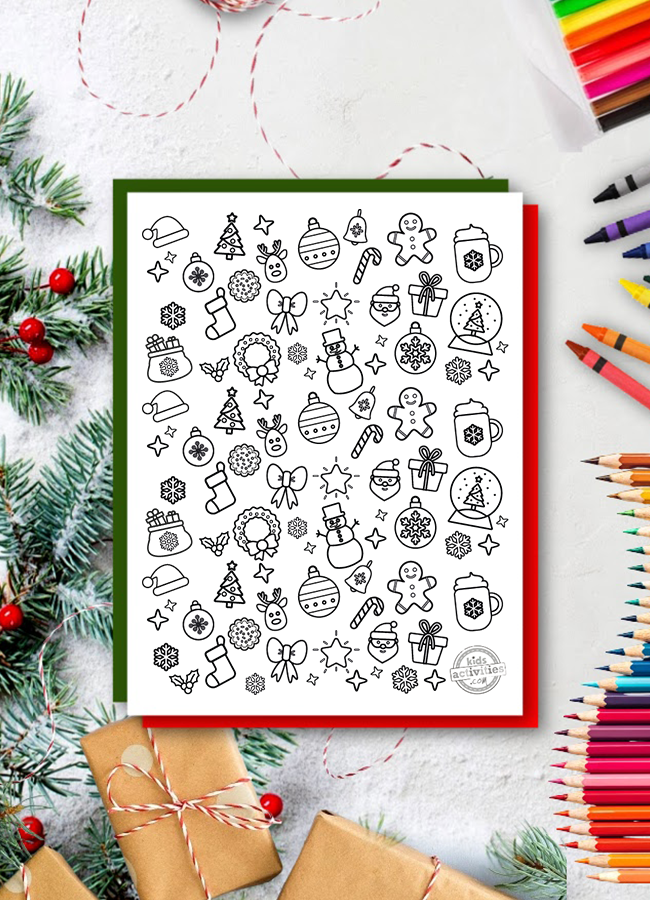christmas doodles coloring pages from Kids Activities blog