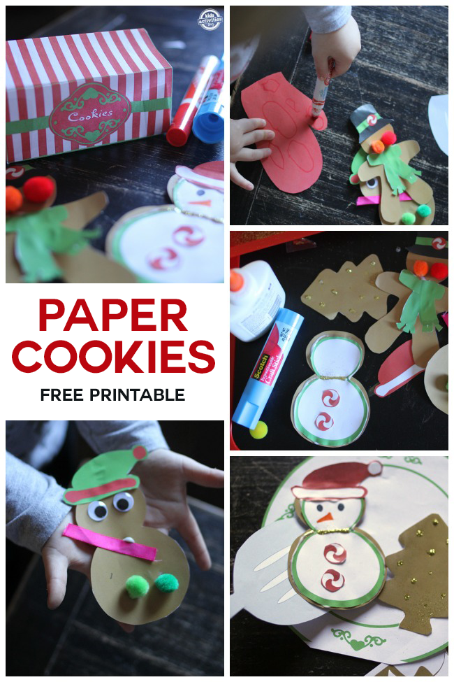 More Christmas printables that include paper gingerbread cookies and snowmen.