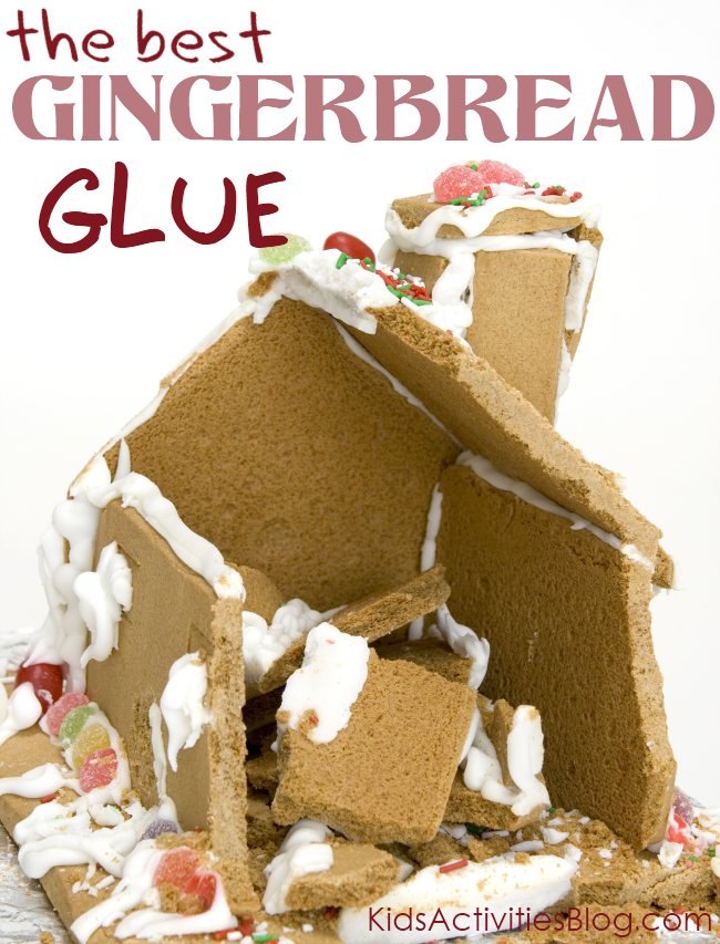 Gingerbread man activities that include making a house with the best gingerbread glue so your gingerbread house doesn't crumble in like in the photo.