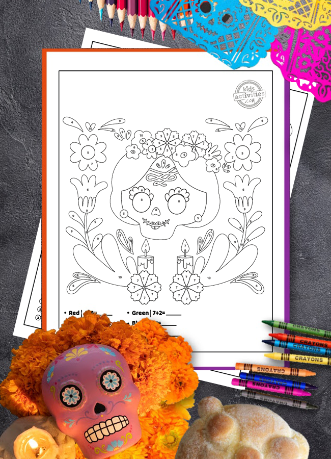 color by number printable Day of the Dead