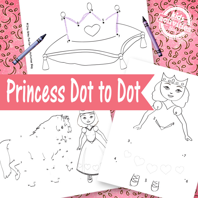 Princess Dot to Dot with a crown, princess, and pony.