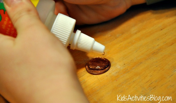 water drops on penny