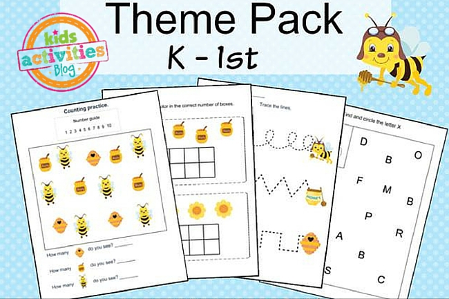 Sweet Bees Printable Kindergarten Worksheet Pack