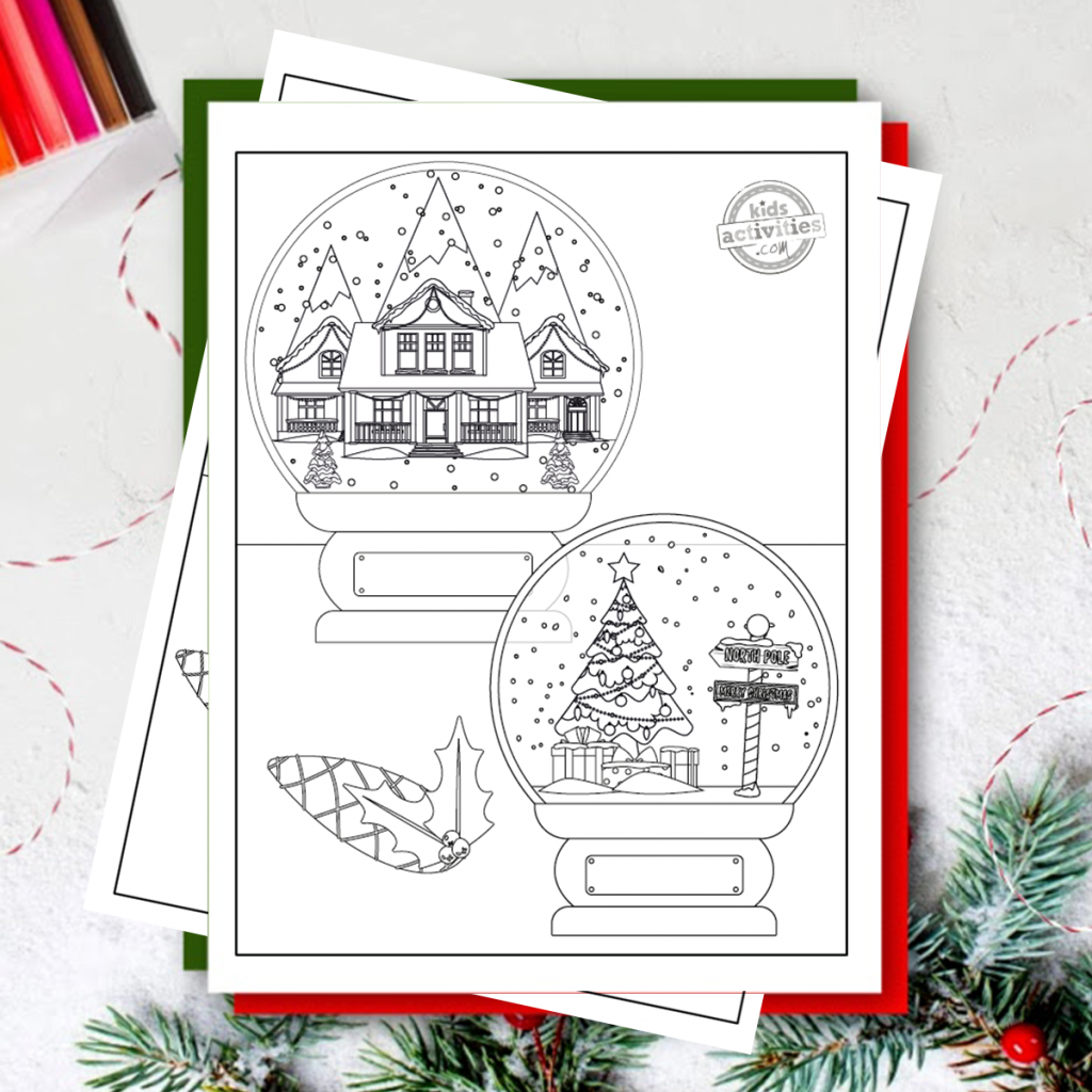 printable snow globe coloring pages