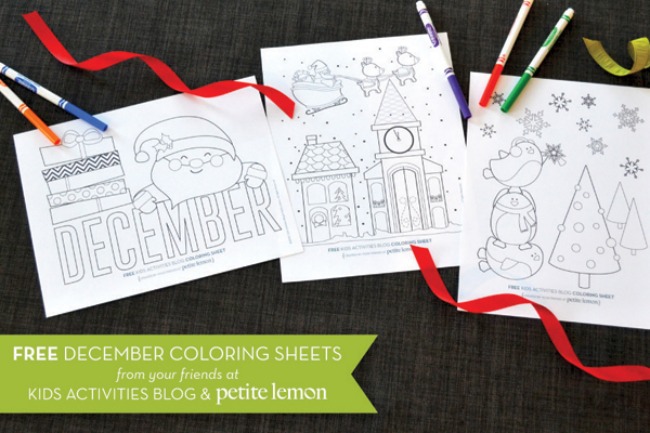 December coloring sheets - 3 adorable Christmas coloring pages for kids
