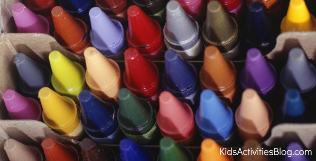 a box of crayons are perfect for coloring these December coloring pages