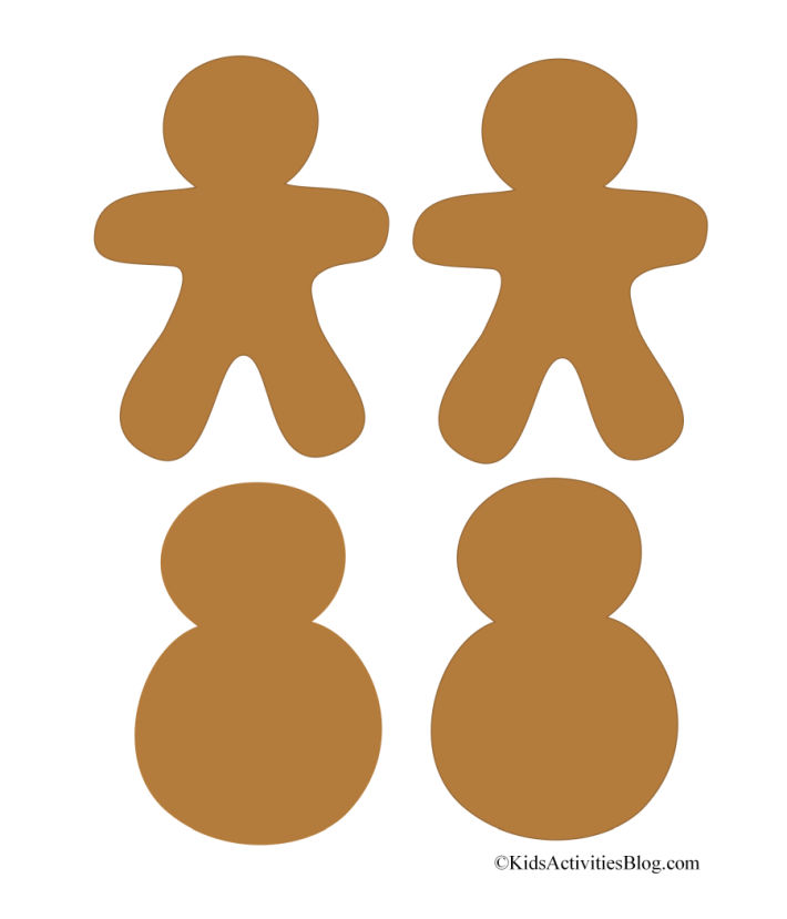 Cute printable gingerbread men and snowmen - 4 pictured on this Christmas pdf from Kids Activities Blog