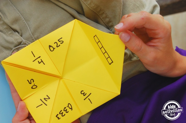 fractions math game using a piece of paper - great for reviews