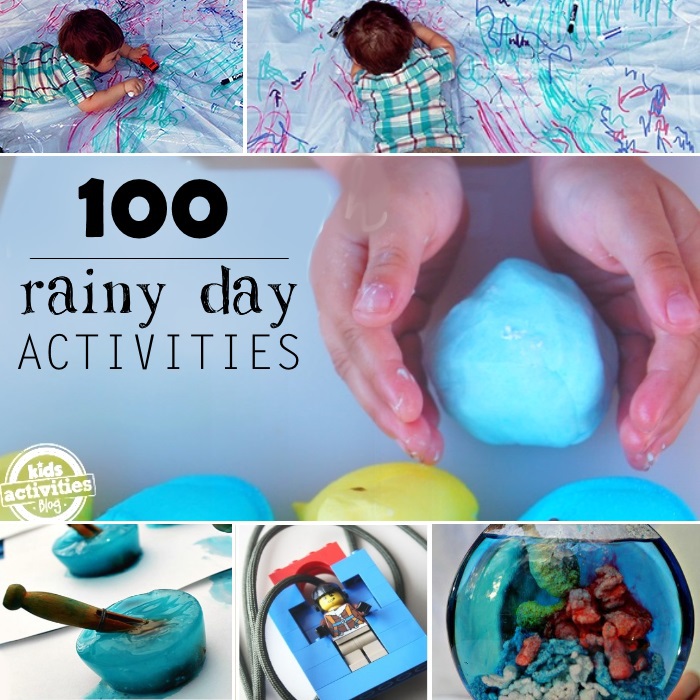 100 things to do on a rainy day like coloring, playdough, slime