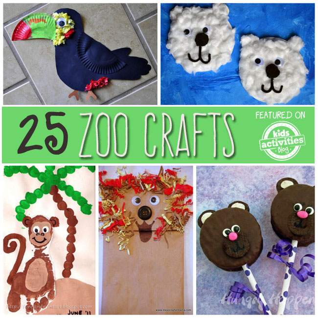 animal crafts for kids: with a toucan, polar bear, monkey, lion, and brown bear