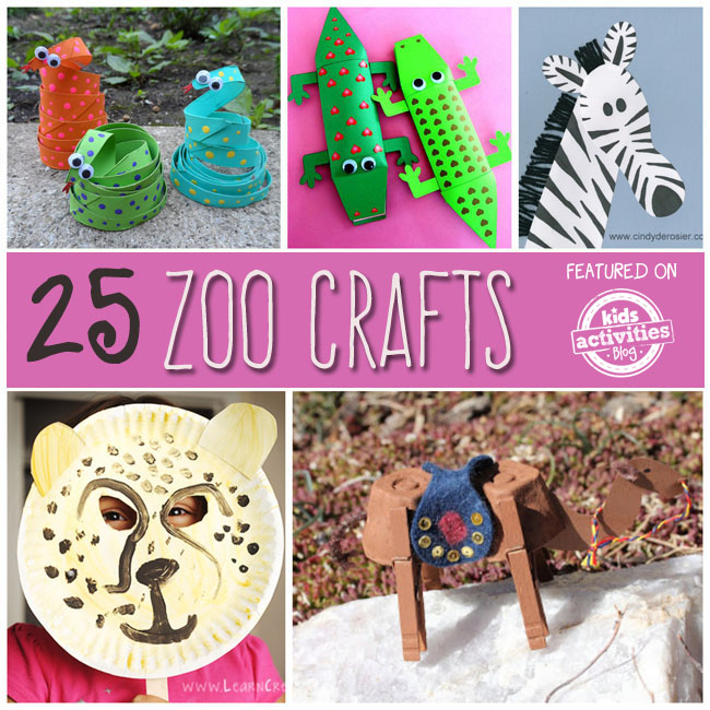 preschool animal crafts with a cheetah, camel, snakes, alligators, and zebra