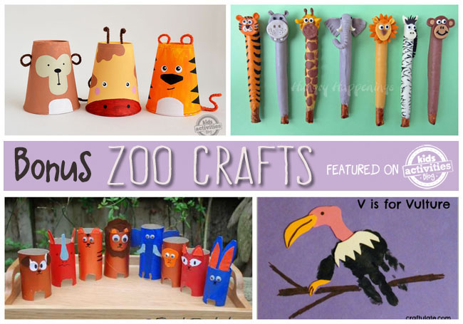 animal crafts for toddlers with foam cups, animal pretzels, vultures, and more