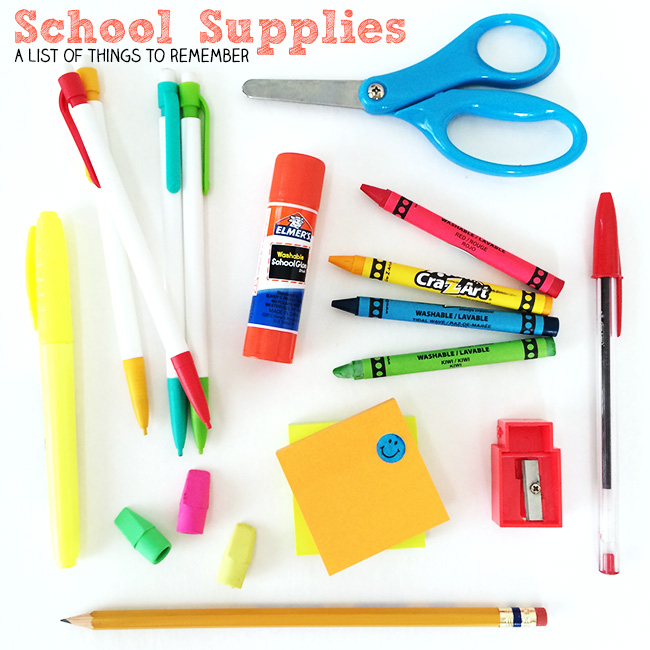Don't forget these school supplies - a list of things to remember