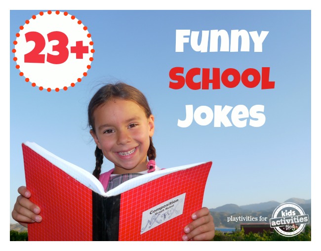 school jokes for kids - girl holding composition book of jokes