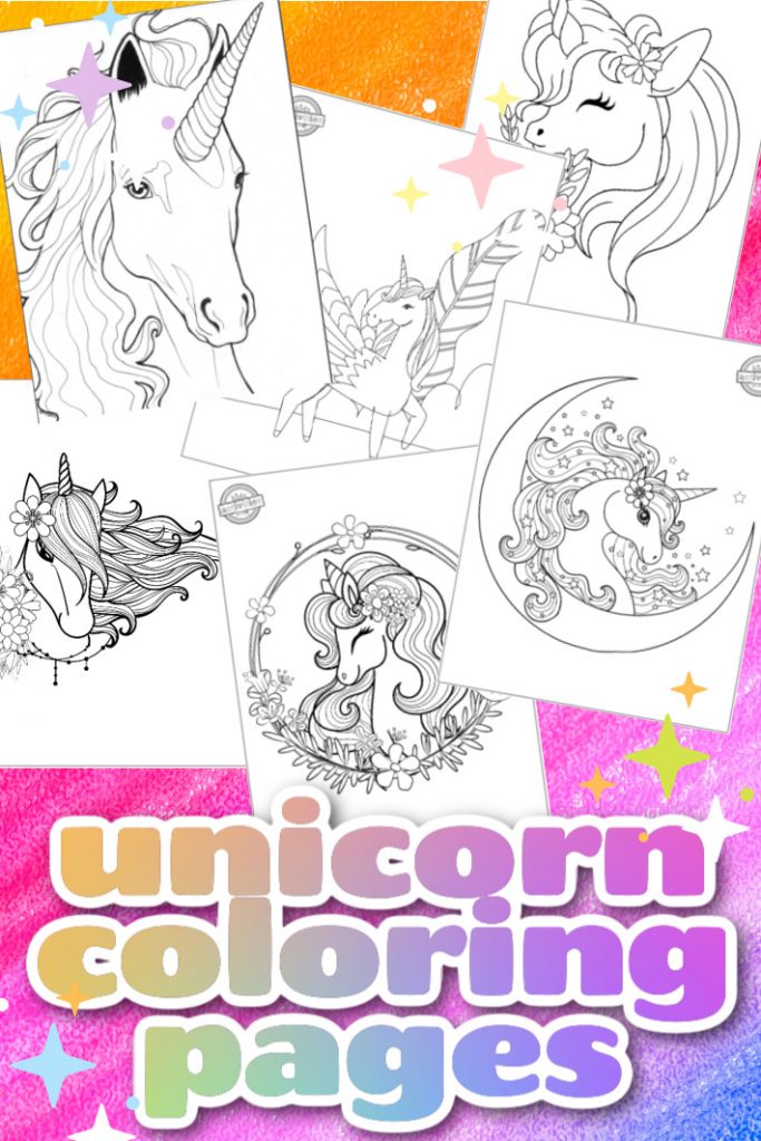 Best Unicorn Coloring Pages - Kids Activities Blog - 6 unicorn coloring pages shown as printed pdf