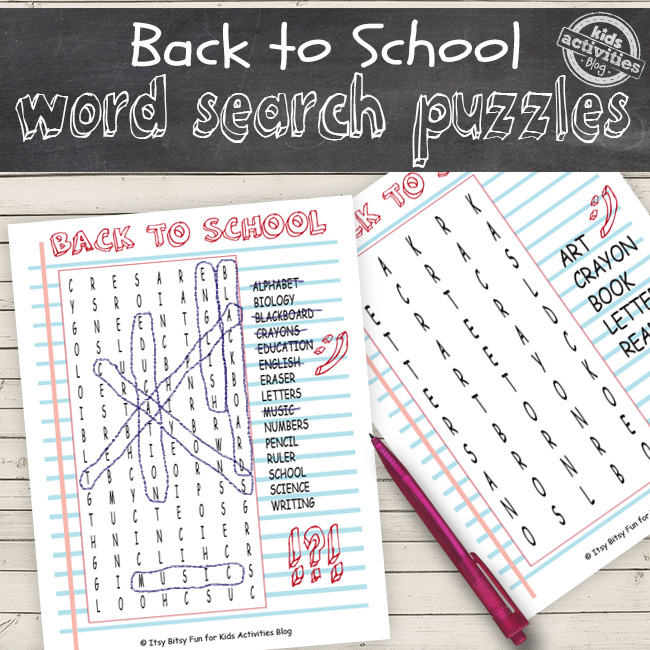 Back to School Word Search