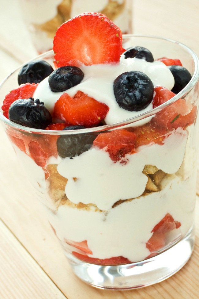 homemade yogurt parfait with yogurt, fruit and granola