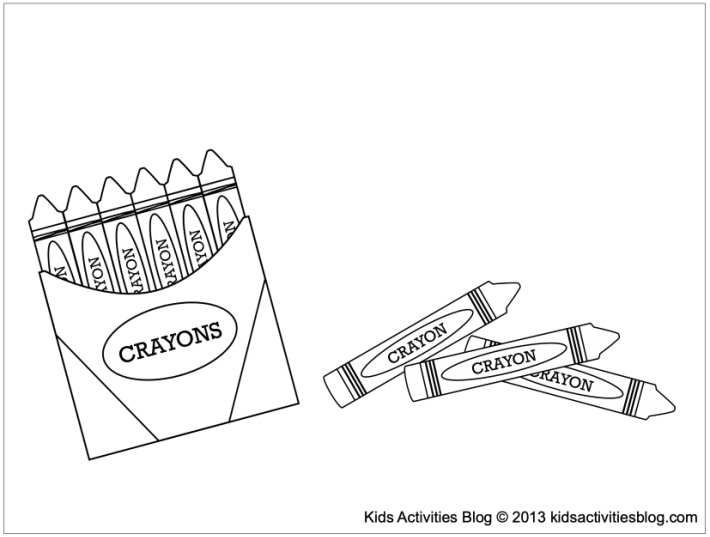 School coloring pages for kids - crayons and crayon box - Kids Activities Blog