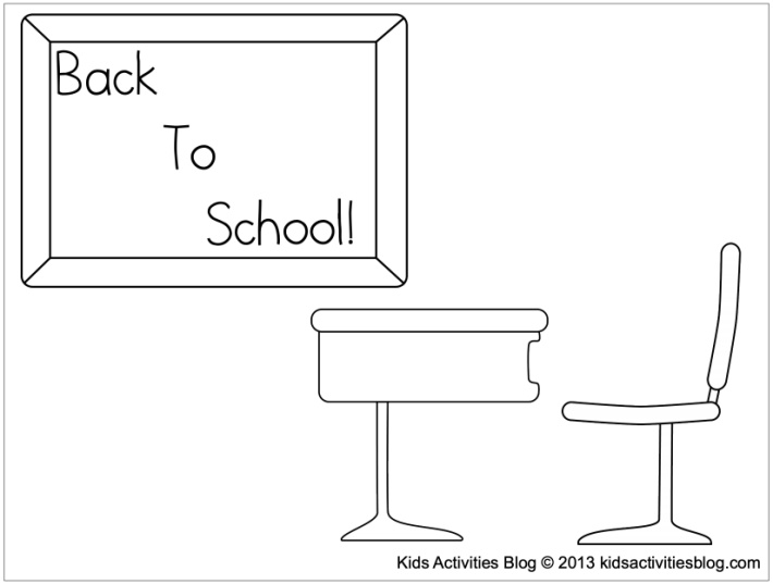 School Coloring Pages - Back to school desk and blackboard - Kids Activities Blog