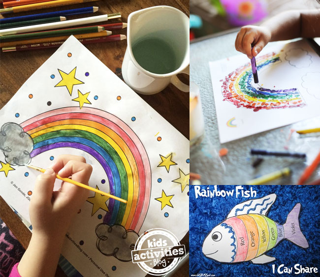 Printable rainbow coloring pages