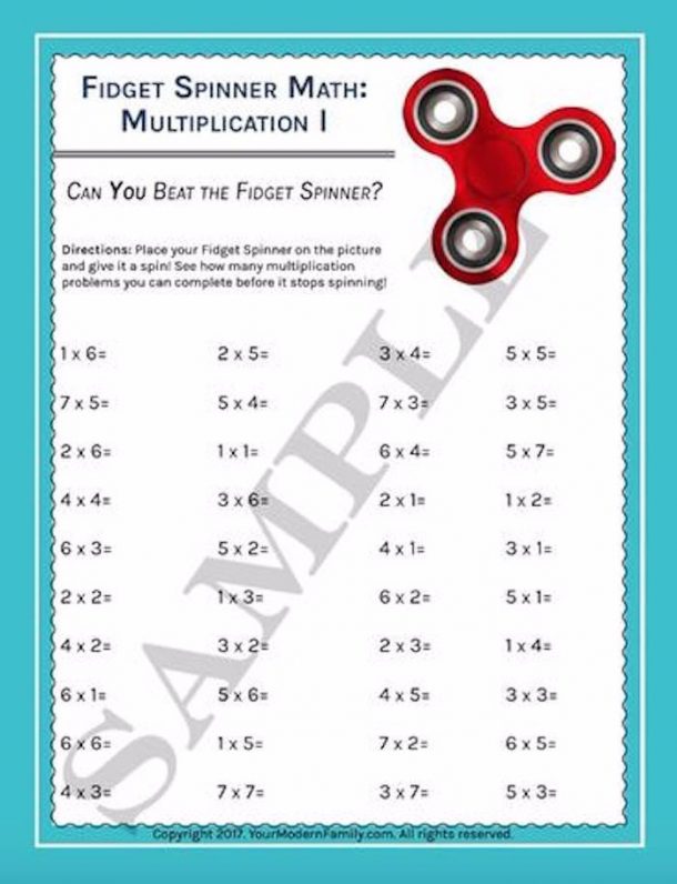 Fidget Spinner Math Worksheets