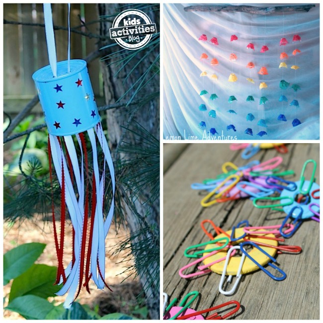 3 outdoor art and craft projects for kids: patriotic can, wind spinners