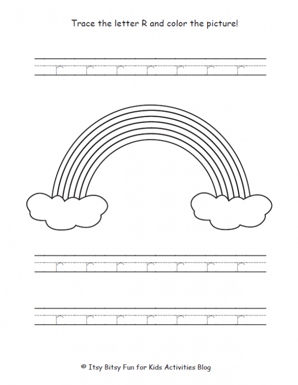 trace the letter r and color the picture