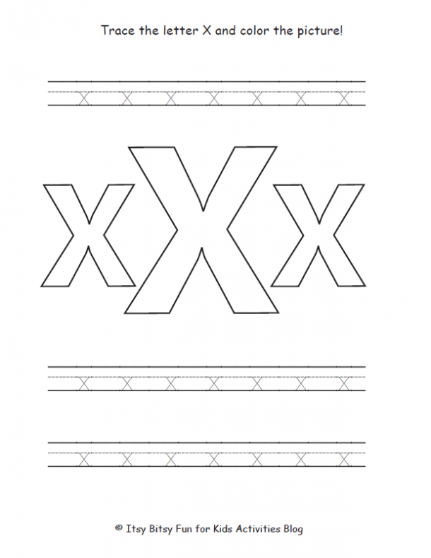 trace the lowercase x and color the picture